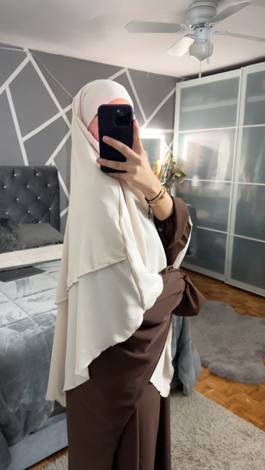 Khimar deux couche beige