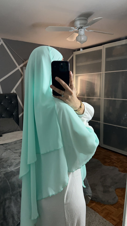 Khimar deux couches vert menthe